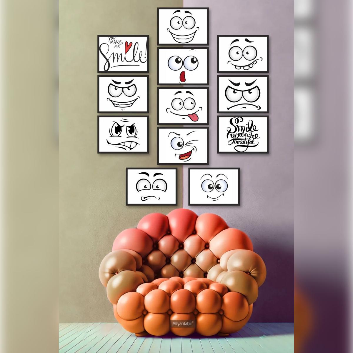 

Посміхайтеся щодня з набором плакатів із кумедними виразами обличчя з 12 елементів – принесіть радість у свій дім!