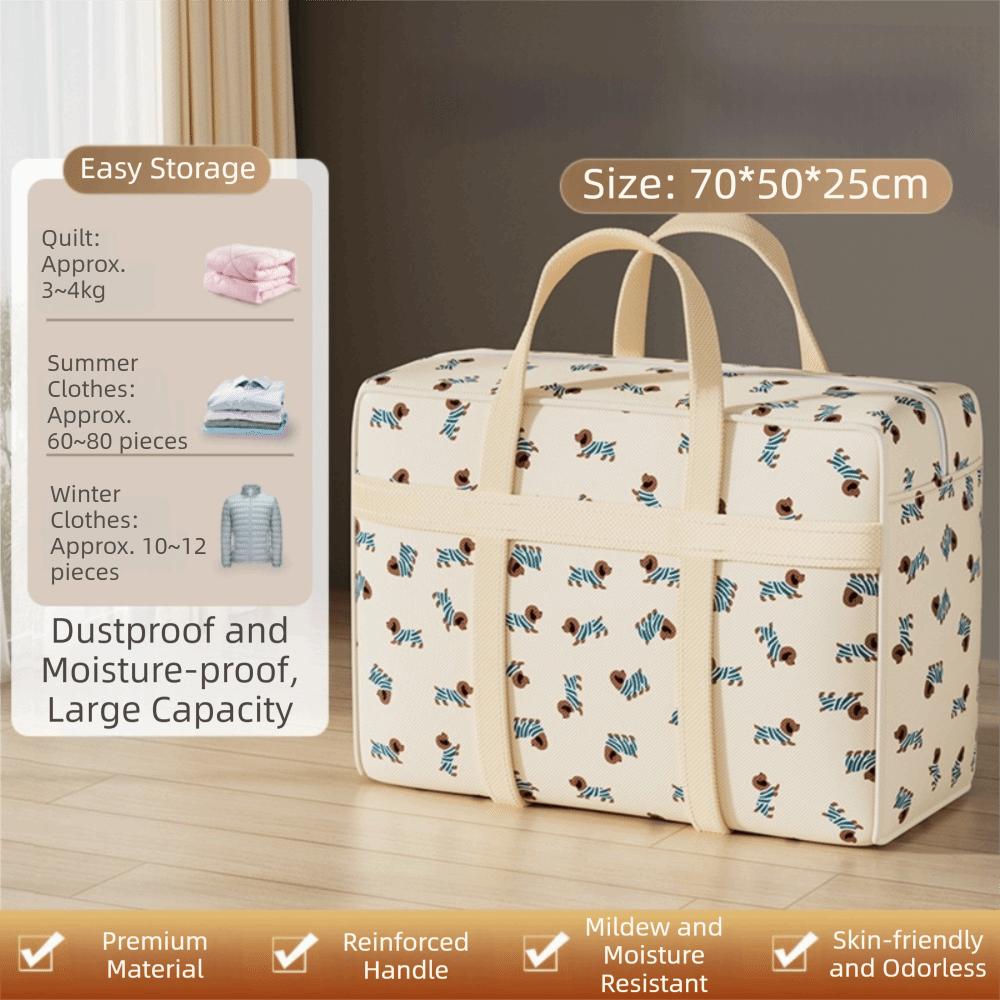 New Space-Saving Storage Bag Foldable Durable Polyester Bag Puppy Pattern Luggage Organizer Travel
