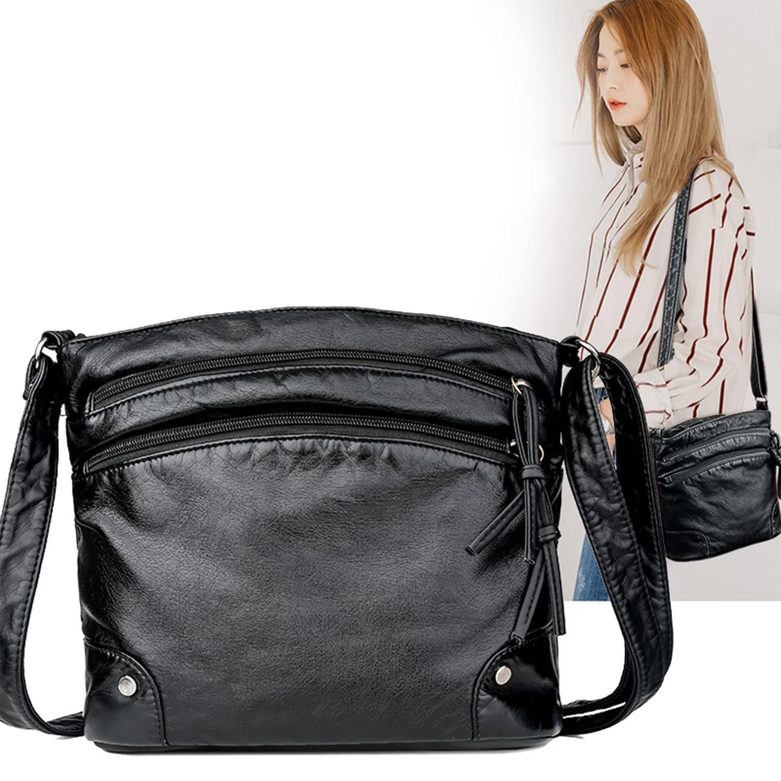 

Ladies shoulder bag, retro small bag, casual and fashionable multi-layer crossbody bag One Size чёрный