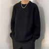 Men's Japanese Style Round Neck Sweater: Trendy, Solid Color, Warm, Loose Knit Base Layer for Autumn/Winter
