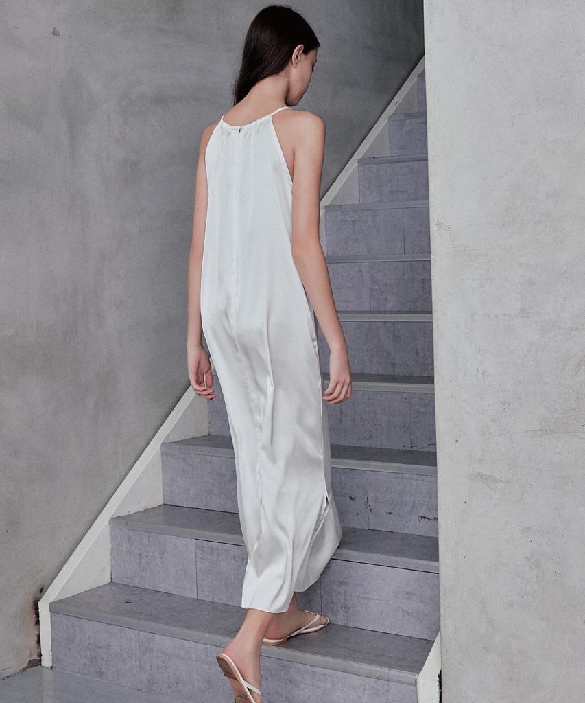Rank 5 [Nellie] Satin Halterneck Dress_ Ivory