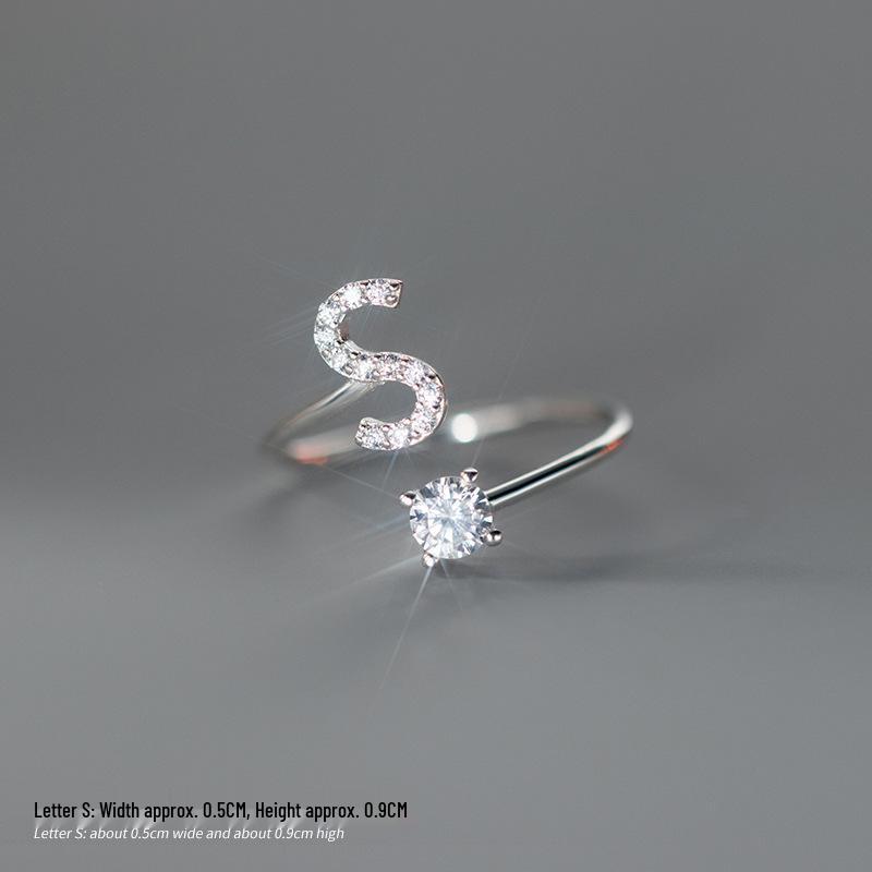 Women's Alphabet Rings: Unique Japanese and Korean Style, Plain Band, Open Design for Index Finger.