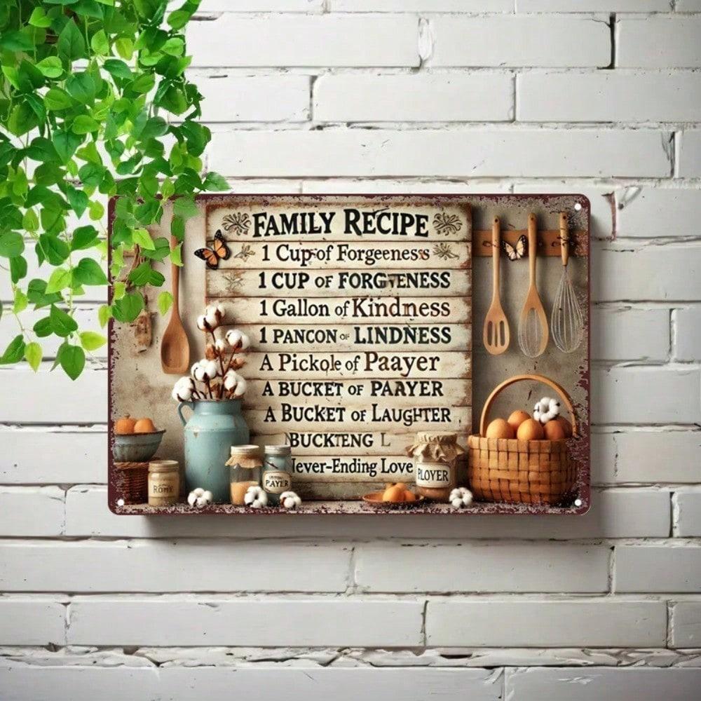 Vintage Recipe Metal Tin Sign x Inch Retro Kitchen Wall Decor Rustic Iron Plaque 20x30cm（7.8x11.8inch）