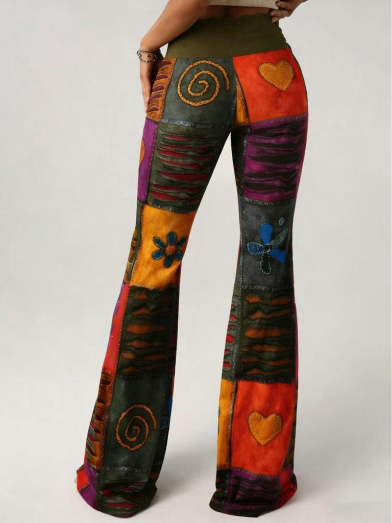 2026 Women's Ethnic Style Tie-Dye High-Waisted Retro Flare Pants