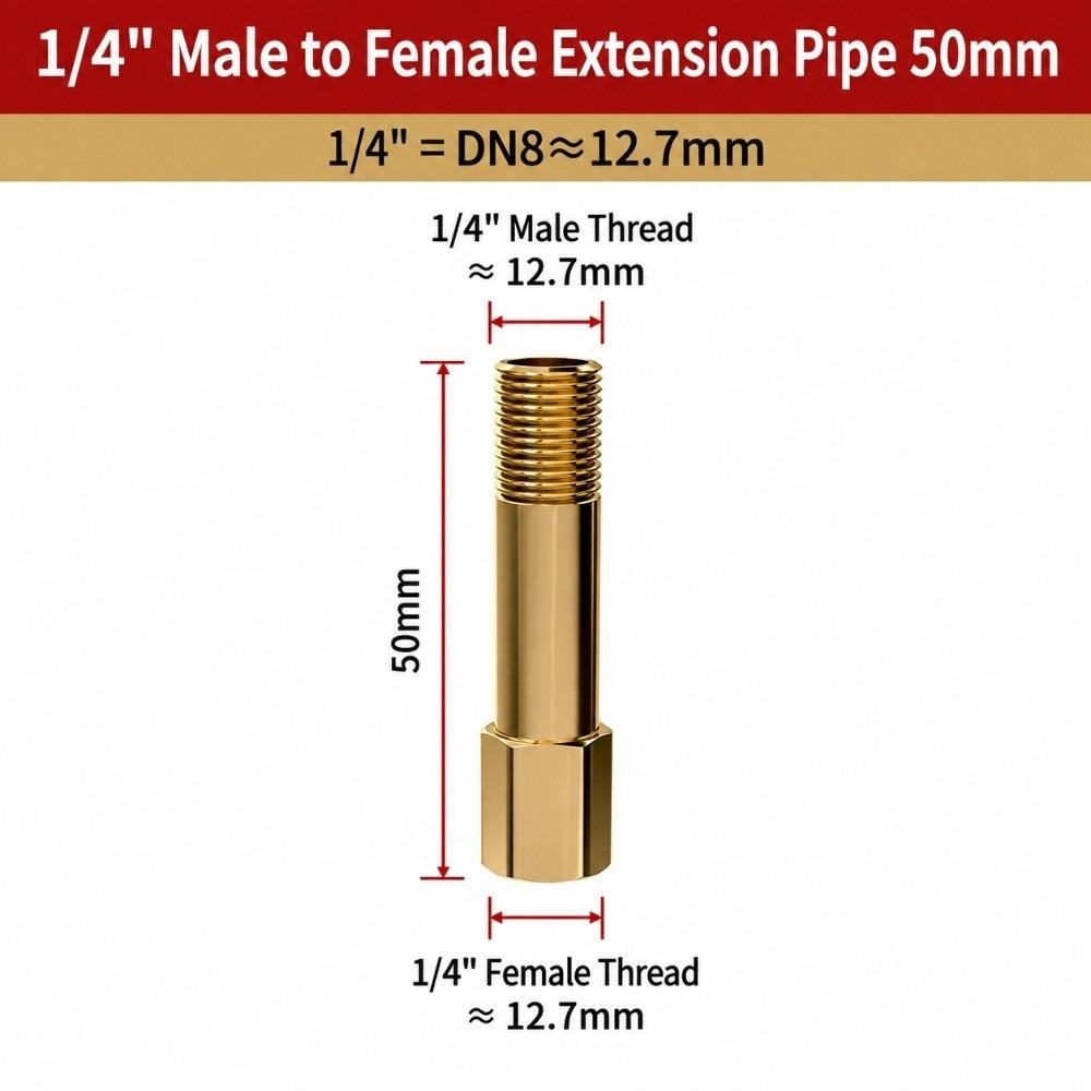 1/8" 1/4" Messing Verlängerungsnippel 50mm-200mm Außengewinde Innengewinde Fitting Für Wasserleitungen