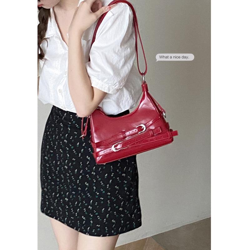 Niche Texture Women's Small Bag 2025 New Simple Red Underarm Bag Versatile Shoulder Crossbody Bag