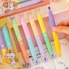 4 Stück doppelseitiger Katzenpfoten-Highlighter mit Stempel & Marker Süßer Pastell-Journaling-Stift für Schüler Glatt Schnelltrocknend Lustige Schulsachen