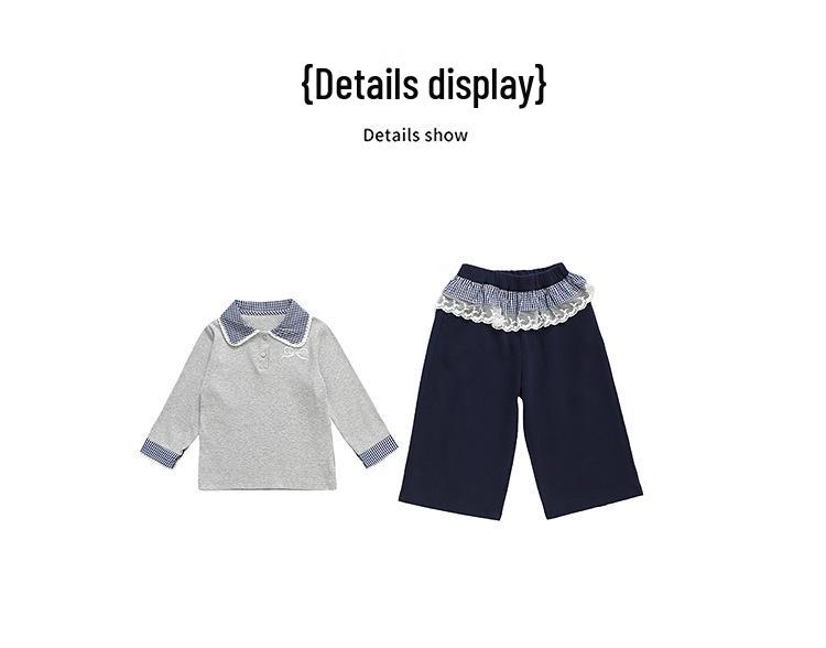Girls' Sweet Bow Korean Style Autumn Sweatshirt Set 2025 - Stylish Two-Piece Outfit for Baby Girls