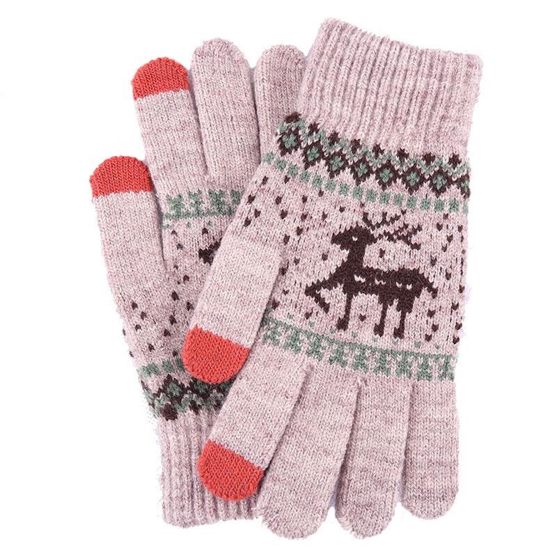 Fumede Women s Winter Fleece-Lined Deer Knitted Gloves