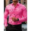 Herren Trendiges geometrisches Linienmuster Langarmhemd Business Casual Mode Design Slim Fit Bügelfrei Vielseitig Ins Style Hemd