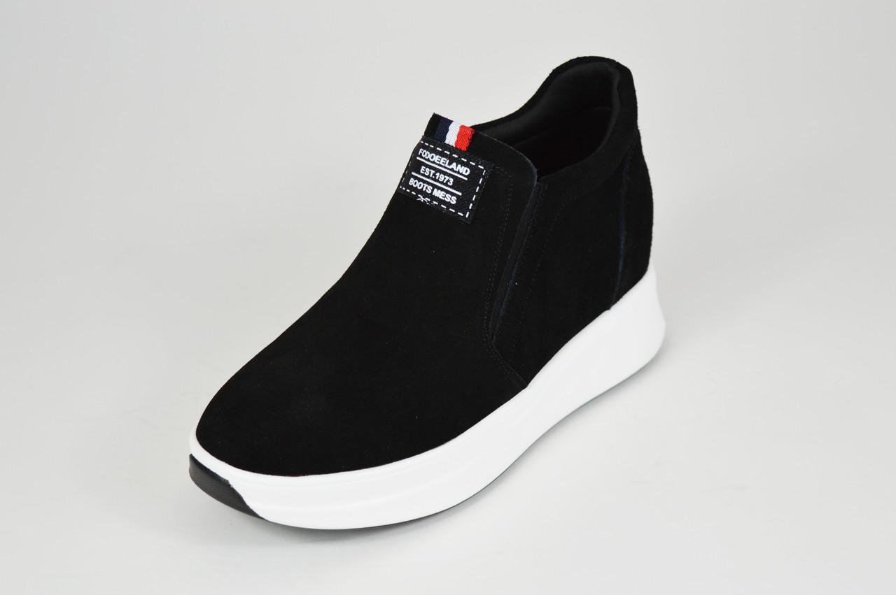 

Сліпони на прихованій танкетці Lonza 7699 36 Чорні на білій підошві замша 38 чорний