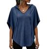 Plus Size Women's Solid Color V-neck Hooded Loose T-shirt, Casual Loose Top For Women