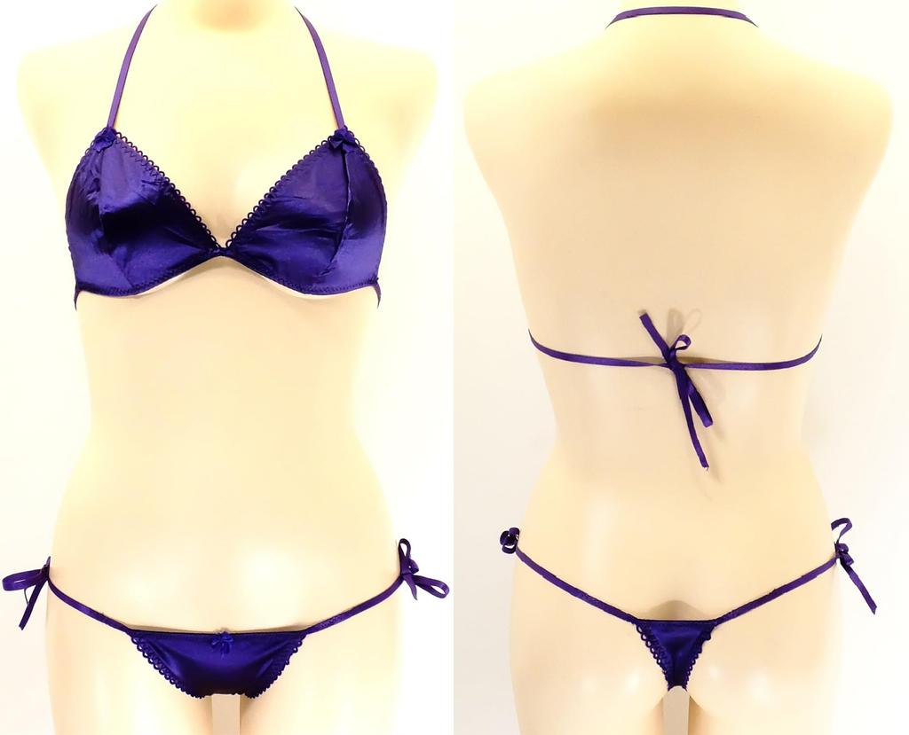 Remote Rotor Micro Bikini with Pocket Tiny Sexy Lingerie Extreme Cosplay Swimsuit Underwear B4HB Purple F [Cat Select] T-Back