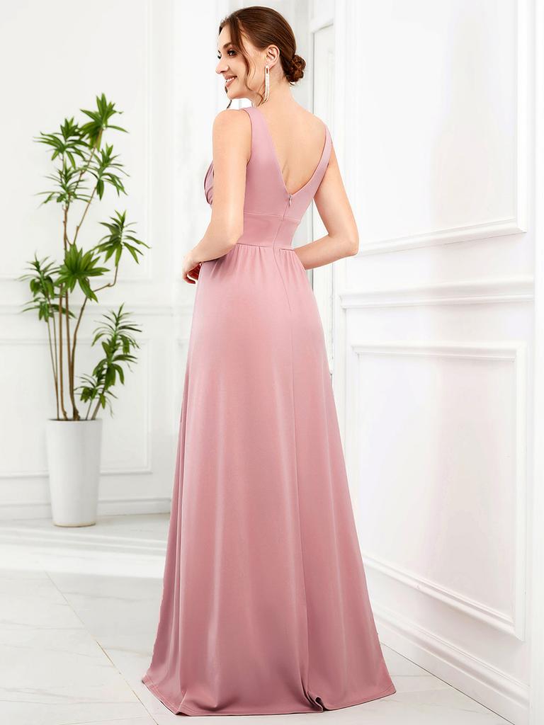 Ever-Pretty Women's Side Slit Double V-Neck Sleeveless Maxi Evening Gowns Party Dress