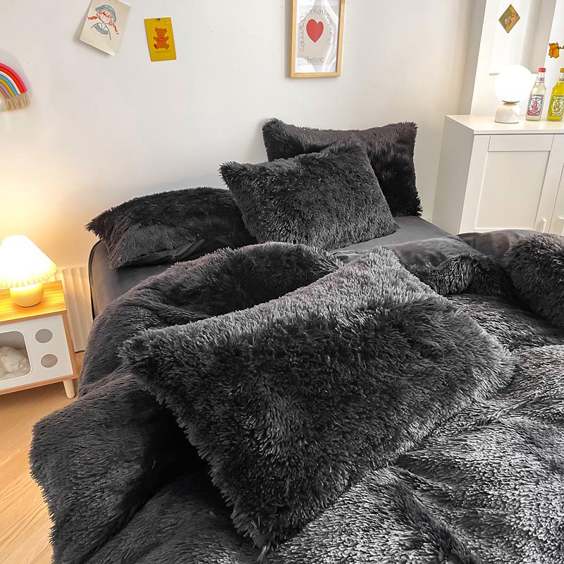 Comforter 3/4Pcs Warm Bedding Set Mink Velvet Shaggy Super Soft Coral Fleece Bed Sheet S