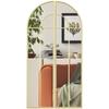 Oglindă de perete arcuită 30 x 120 cm, oglindă decorativă mare cu ramă metalică, pentru living, dormitor, hol, nuanță aurie