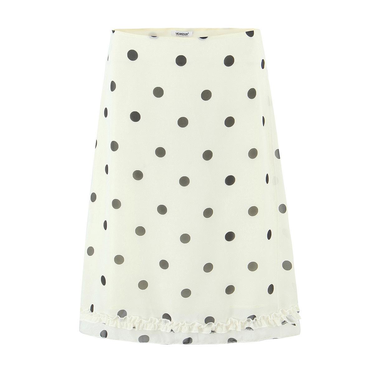 European and American style, new women s clothing, foreign style, fashionable, retro versatile polka dot skirt S