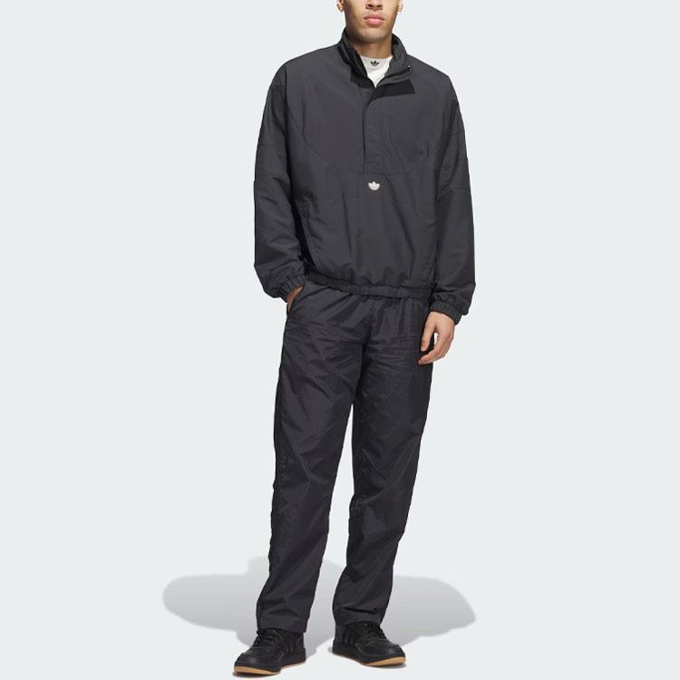 Adidas Originals Puffer Po Basketball Jacket Solid Logo Basketball Pullover Men Jacket Black IK3562