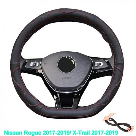 For Nissan Rogue / Xtrail X-Trail 2017 -  Cow Leather Steering Wheel Cover