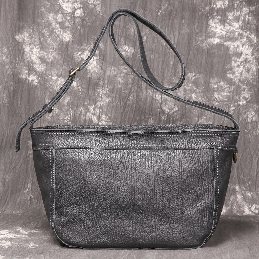 Retro Men S Leather Shoulder Bag Cowhide Business Trip Backpack Large Capacity Messenger Bag Messenger Bag чёрный