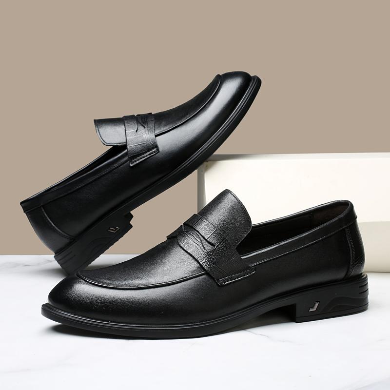 2026New Mens Handmade Casual Leather Office Loafers Fashionable Flat Designer Round Toe Business Shoes Comfy Light Outdoor Shoes