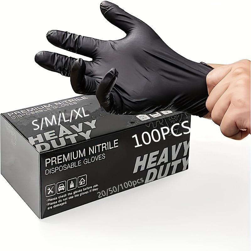 Heavy-Duty Black Nitrile Disposable Gloves - Latex-Free, Chemical and Puncture Resistant, 100 Pcs for Kitchen and Household Cleaning