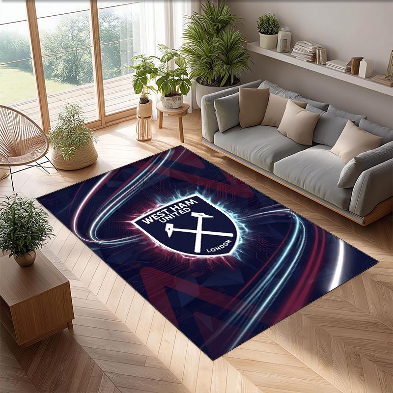 Tappeto in Velluto di Cristallo con Stampa del West Ham United Football, Comodo Assorbente d'Acqua Antiscivolo Tappeto per Pavimenti Interni