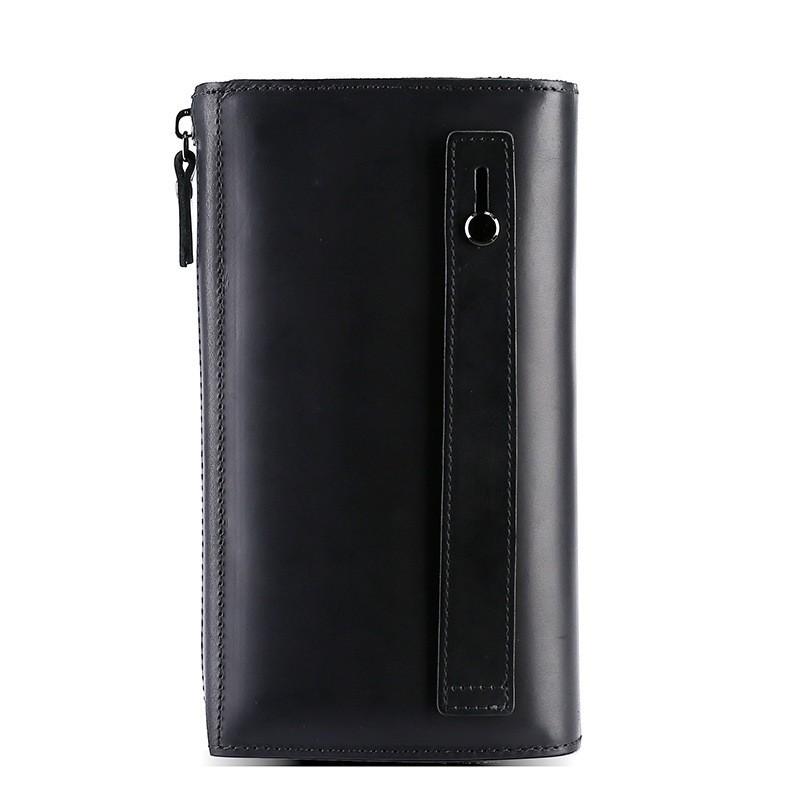 Crazy Horse Leather Men's Handbag Long Genuine Clutch Business Commuter Functional Wallet