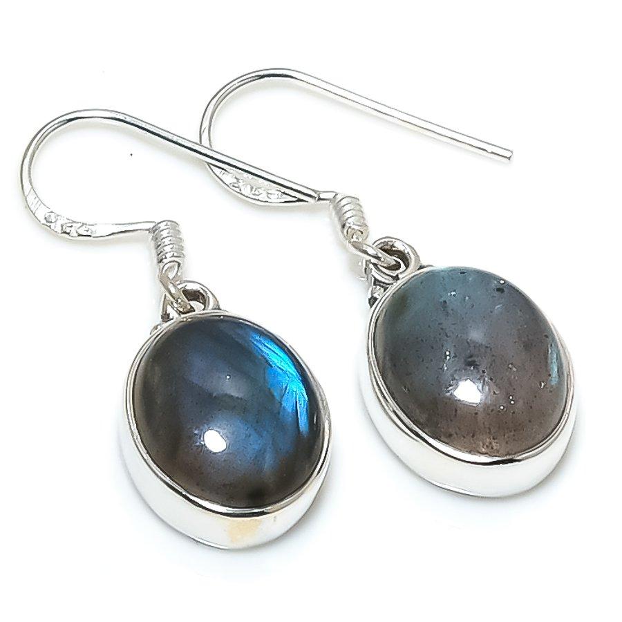 

Natural Labradorite Gemstone 925 Solid Sterling Silver Gift Earring 1.25 m2R34