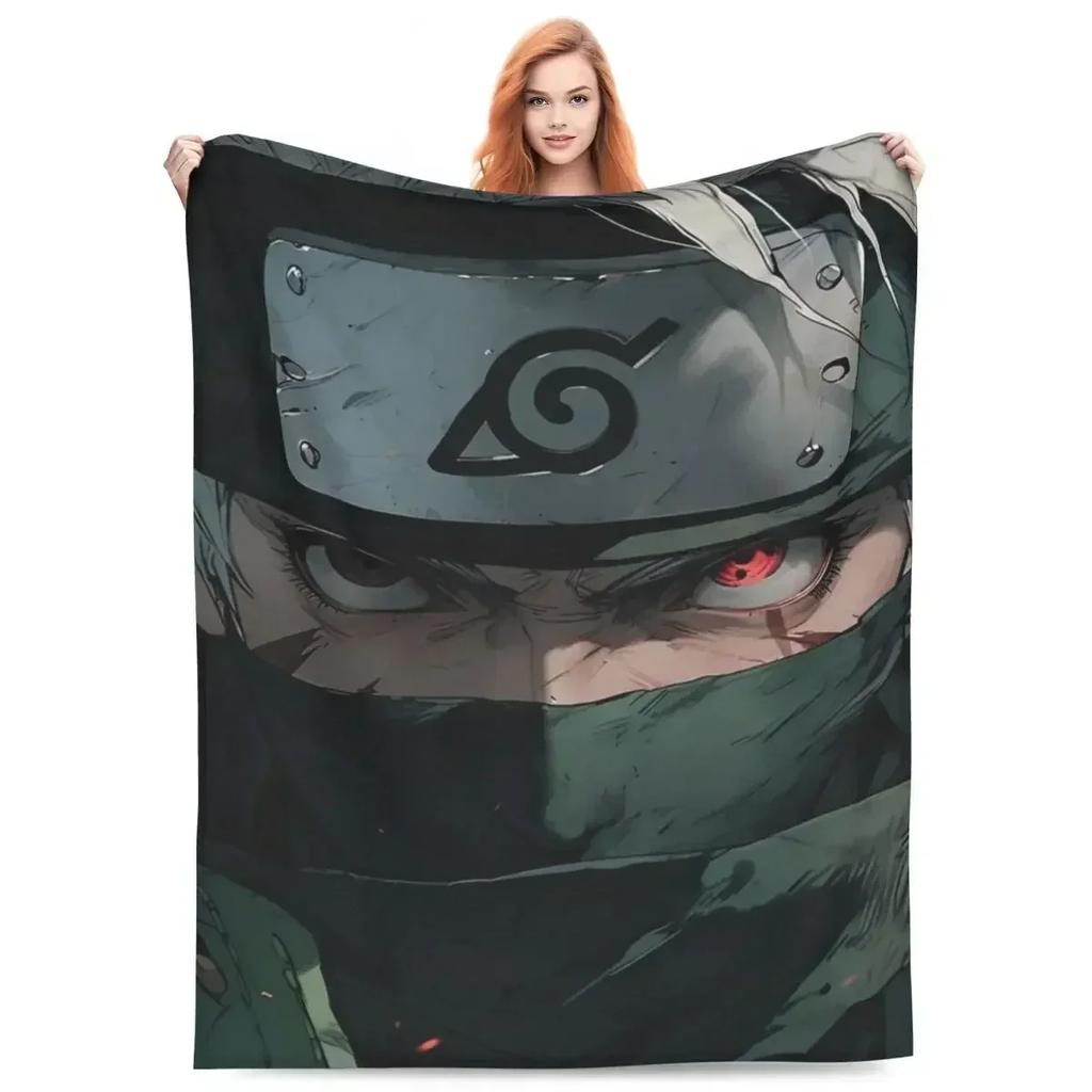 Japanese Anime Graphic Blankets N-Narutos Flannel Novelty Soft Throw Blankets for Home All Season