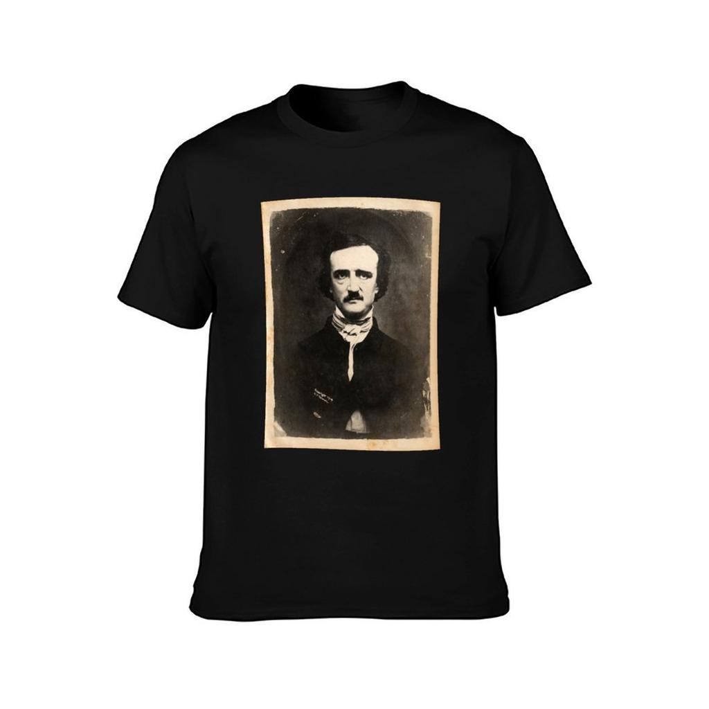 Edgar Allan Poe Inspiriertes Vintage Foto Porträt Druck T-Shirt Sportlich Lässig Schnelltrocknendes T-Shirt