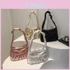 Stylish Large Capacity Underarm Bag For Women 2024 With Drawstring Pleated Design In Black And White Colors