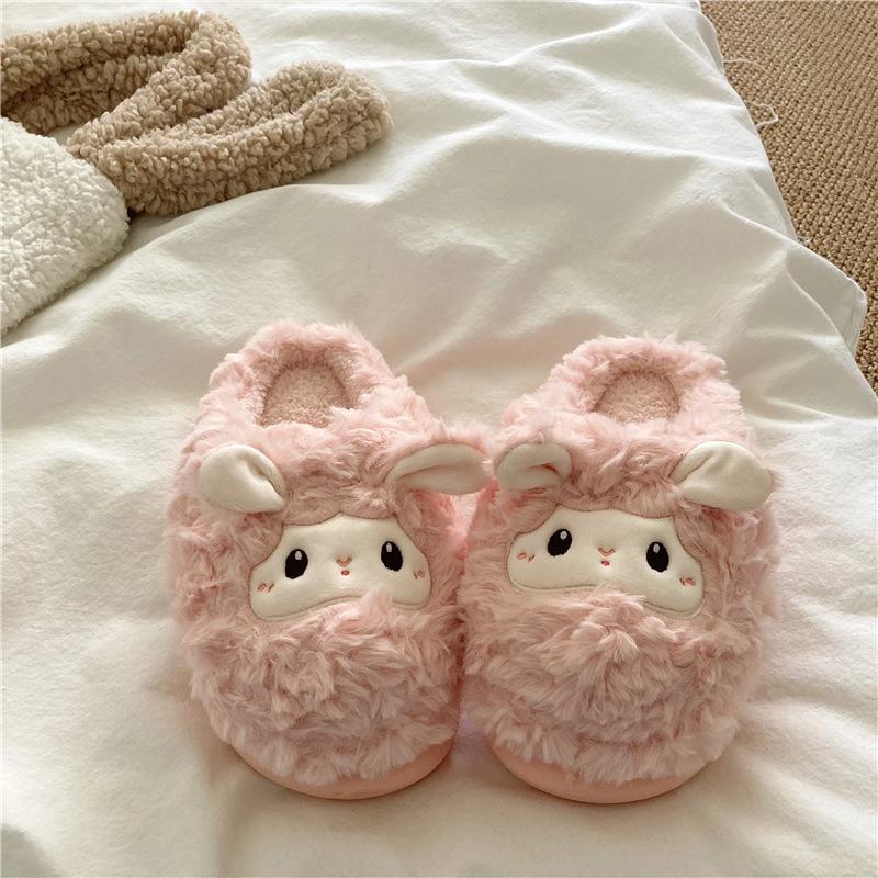 Winter Cotton Slippers Women's Indoor Home Warm Fluffy Shoes Comfortable Slippers Thick-soled Non-slip Shoes