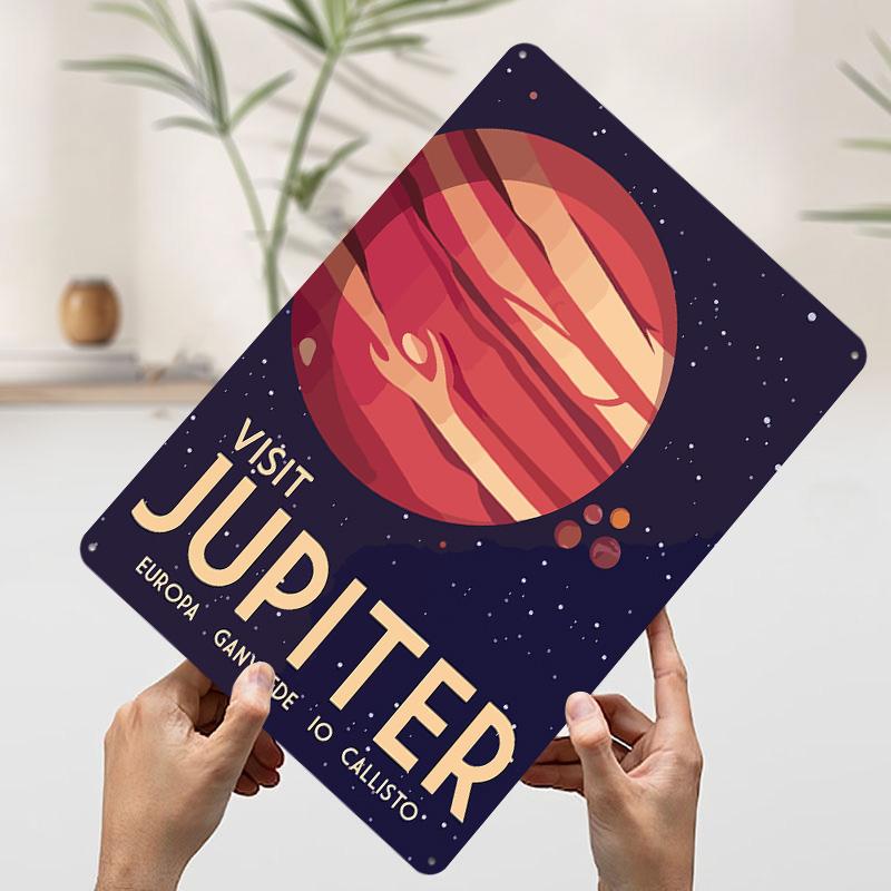 Travel to Jupiter Printing Poster Customized Retro Wall Art Vintage Metal Signs for Room Home and Decoration Gaming Office Decor