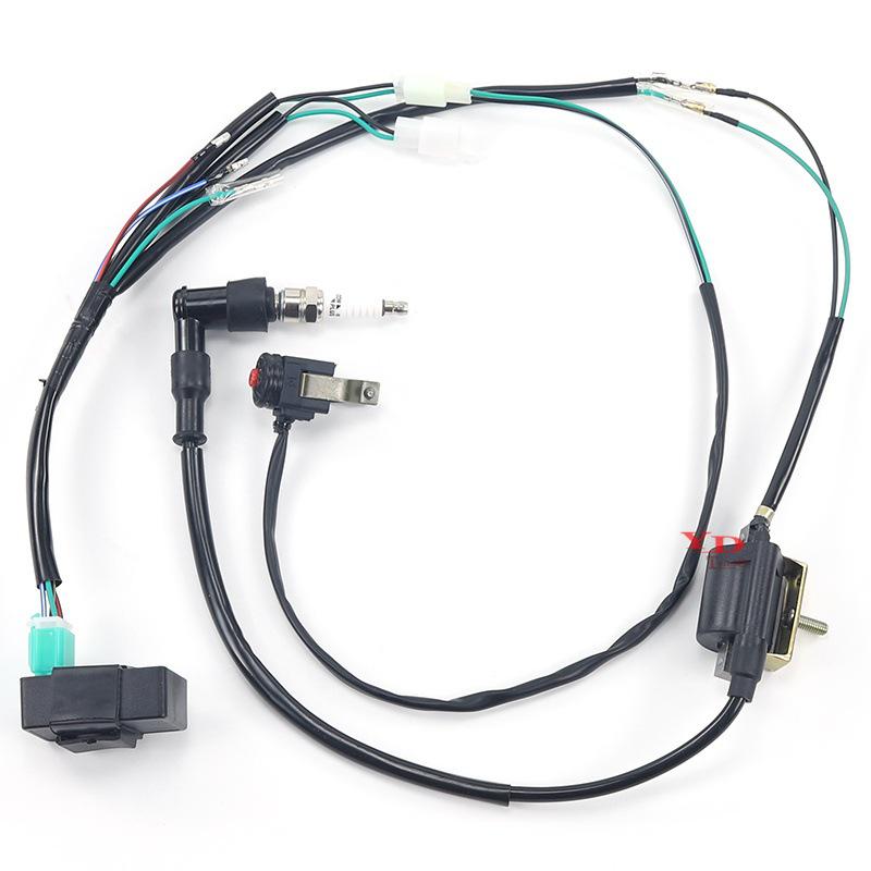ATV Off-road Motorcycle 50-110CC Accessories: Foot Starter, Wiring Harness, Ignition Coil, High Voltage Electrical Components.