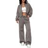 Women's Daily Solid Color Cardigan Zipper Slim Fit Elastic Long Sleeved Two-piece Set