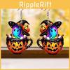 Themed Colorful Halloween Cartoon Ghost Pumpkin Pattern Women Earrings Acrylic