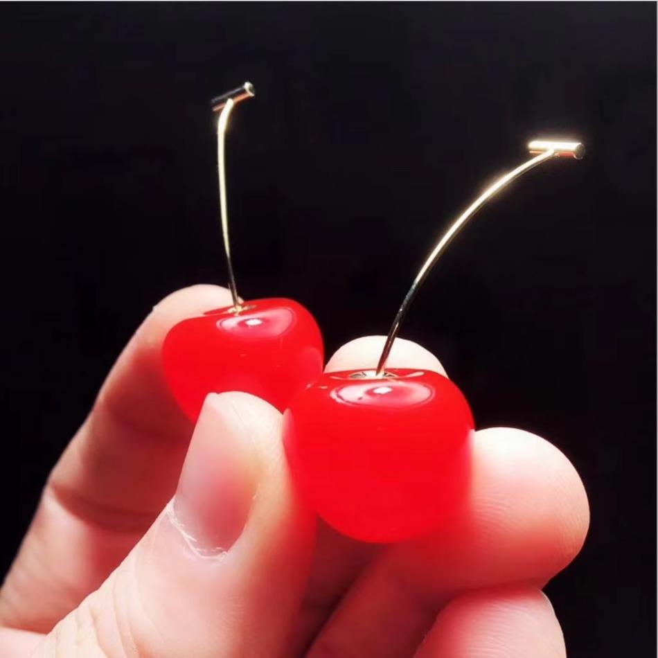 1 Pair Personality Earrings Charms Women Exquisite Fruit Earrings Fashionable Atmosphere Cherry Earrings