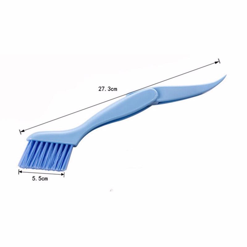 

Multifunction Car Window Frame Door Slotted Groove Fur Brush Folding with Scraper Cleaning Brush. Blue