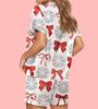 2025 Grenzüberschreitender Weihnachts-Pyjama: Druck Umlegekragen Kurzarm Shorts Hausanzug Set.