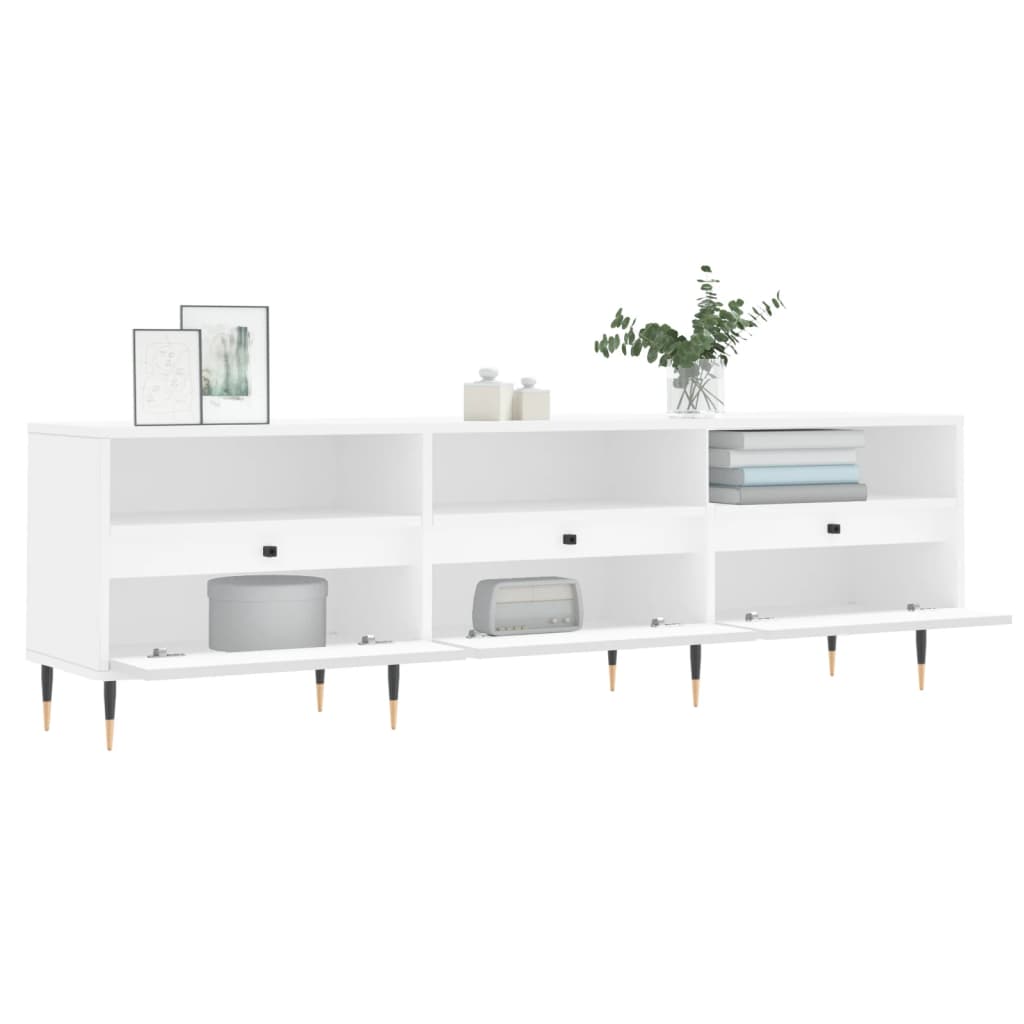 TV Cabinet, White, 150X30X44.5 Cm, Wood-Based Material