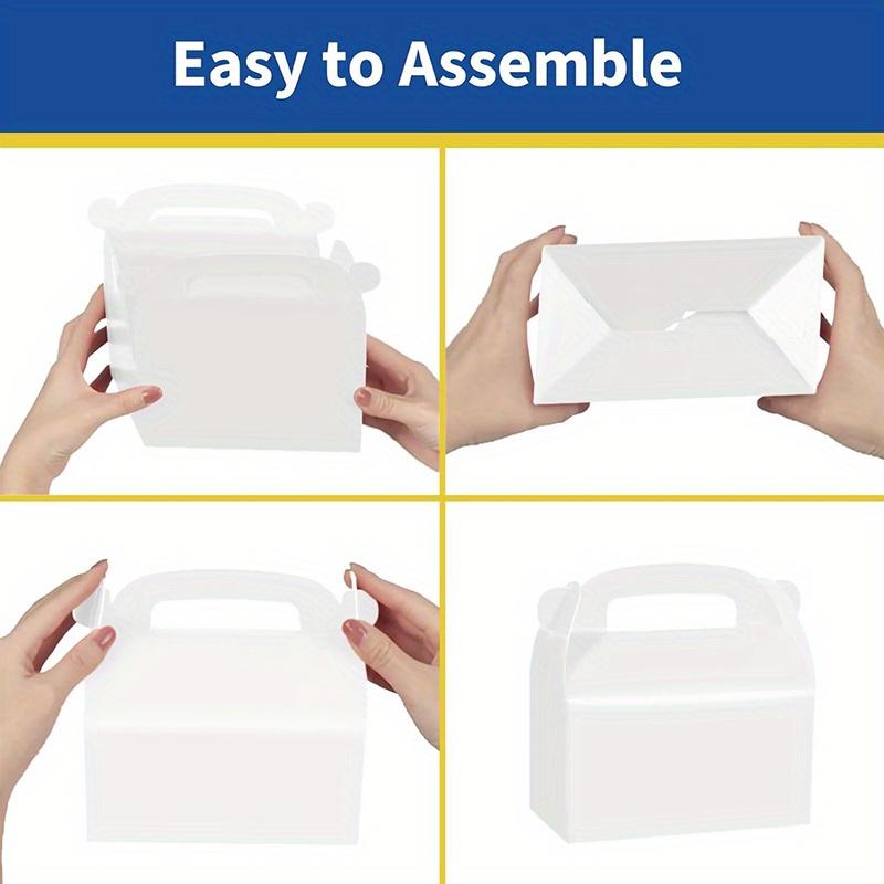 25 szt. Białe Pudełka na Upominki na Przyjęcie, Pudełka na Słodycze, Papierowe Pudełka Prezentowe z Uchwytami. Idealne na Wesele, Urodziny, Ukończenie Szkoły, Pudełko na Cukierki