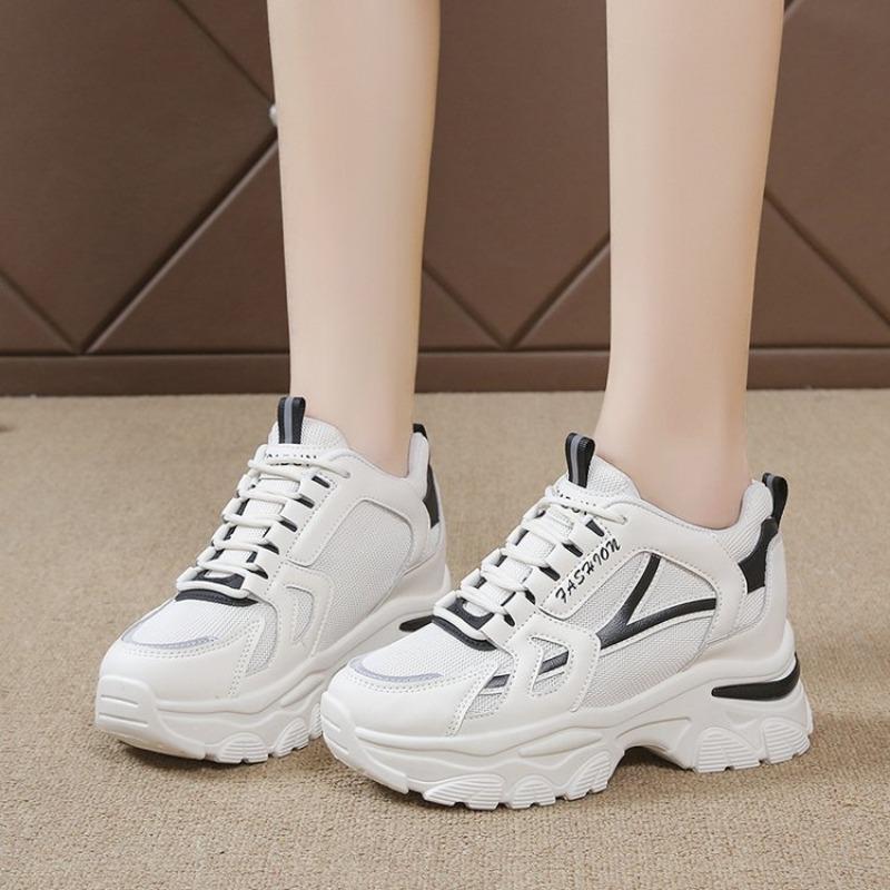 

Inner height-increasing dad shoes women s spring and autumn new casual women s shoes thick-soled contrasting women s sports shoes 35 чёрный