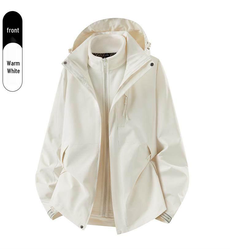 Three-in-One Custom Expedition Jacket: Winter Team Workwear with Logo, Plus Velvet Lining and Thickened Cotton
