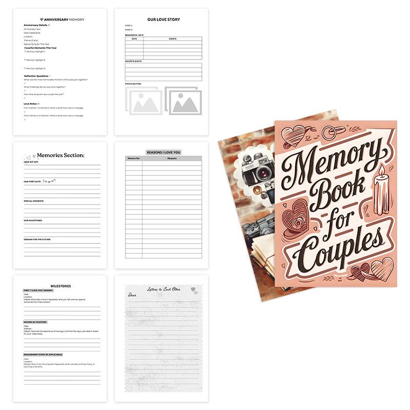 

Книга памяти для пар: Романтическая идея подарка с винтажной камерой и дизайном сердца Ежедневник и журнал для памятных записей на годовщину розовый