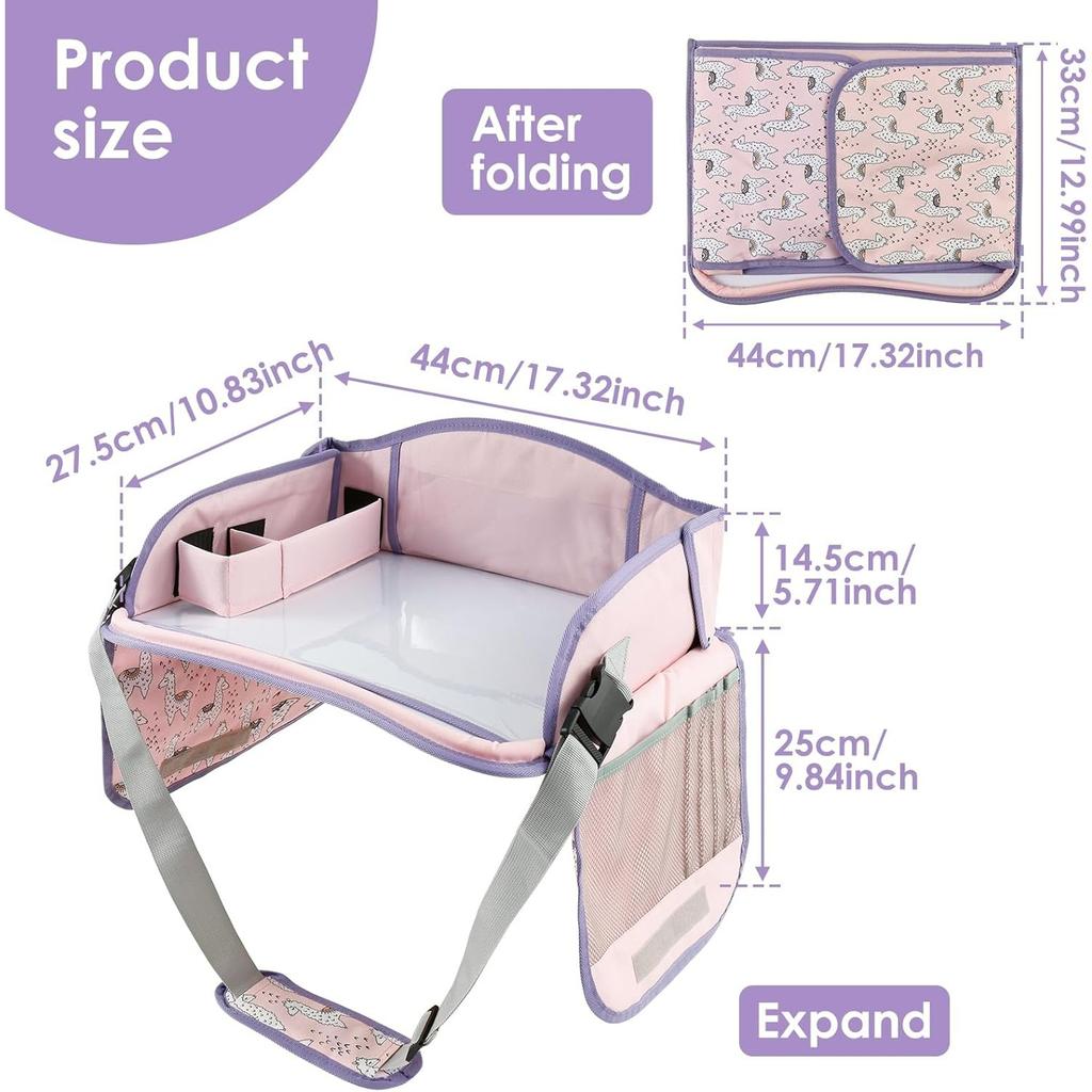 Mesa Bandeja para Coche para Niños Asiento de Coche Bandeja de Viaje Portátil Pizarra de Dibujo Paleta de Juegos Asiento de Coche Bandejas de Regazo Desmontables Bandejas de Mesa para Asiento de Coche para Niños en el Coche