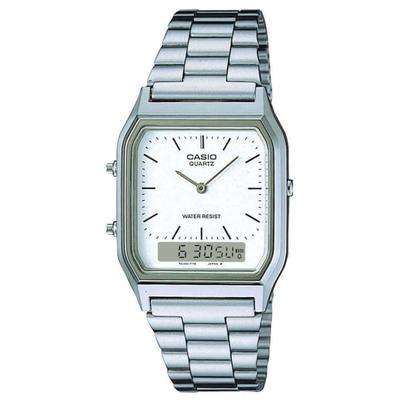 Zegarek Casio Retro Dual Time, Srebrny, AQ-230A-7DMQYES
