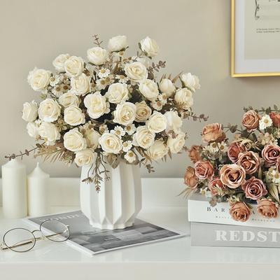Silk Roses Artificial Flowers Pretty Wedding Home Room Christmas Festival Decor Wreath Bridal Bouquet Table Photography Products