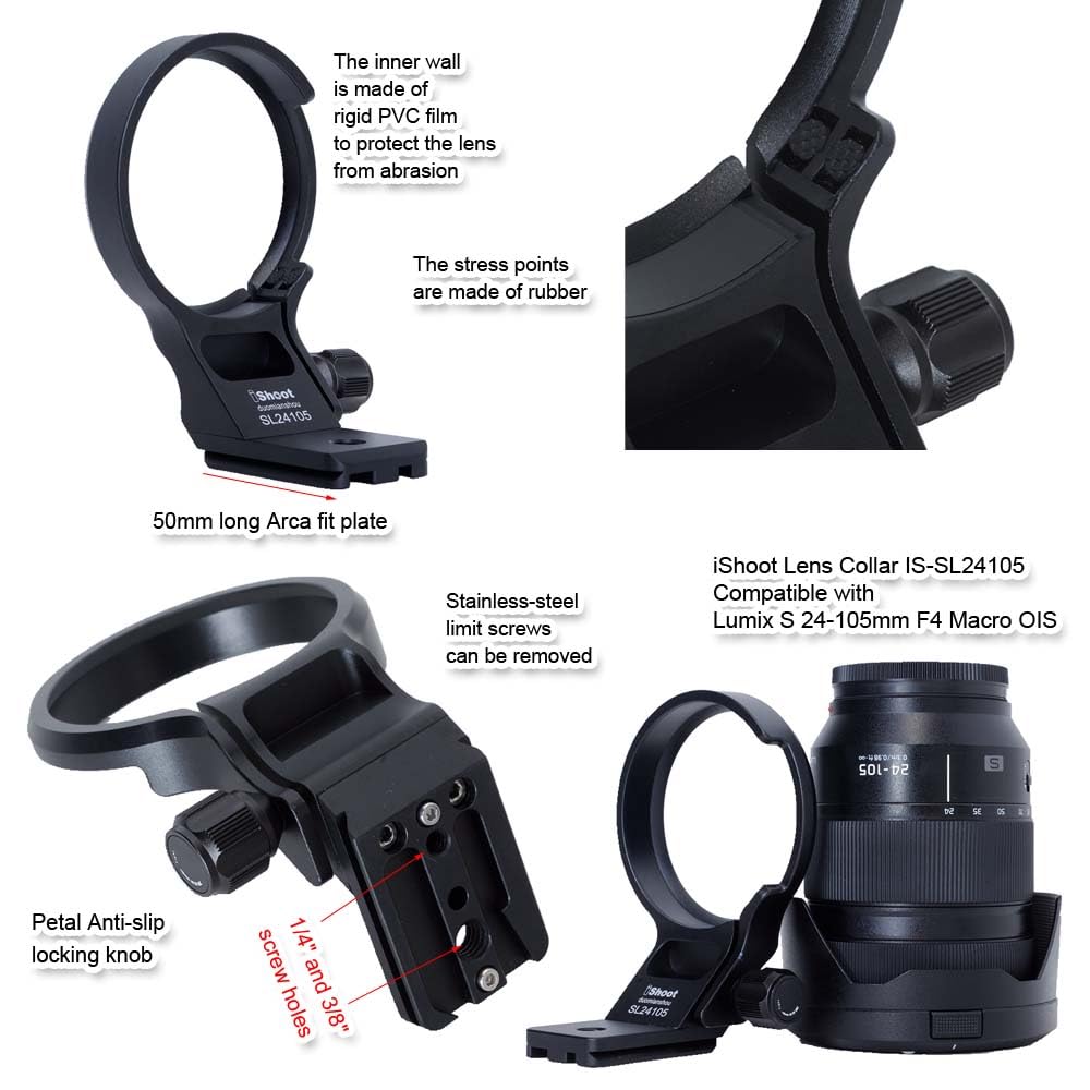 iShoot Lens Ring Tripod Compatible with Panasonic Lumix S F4 Macro Camera Lens Support Lens Bracket Tripod Tripod Mount Fit Quick Release Compatible