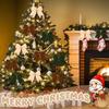 Plush Christmas Tree Bow Decor With Solid Color Design For Holiday Pack 12 Of